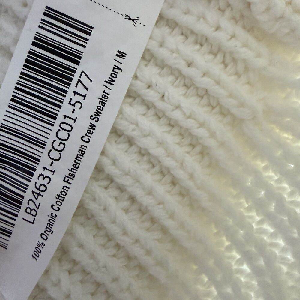 Quince Women 100% Organic Cotton Fisherman Crew Sweater Sleeved Top Ivory M - Picture 9 of 9